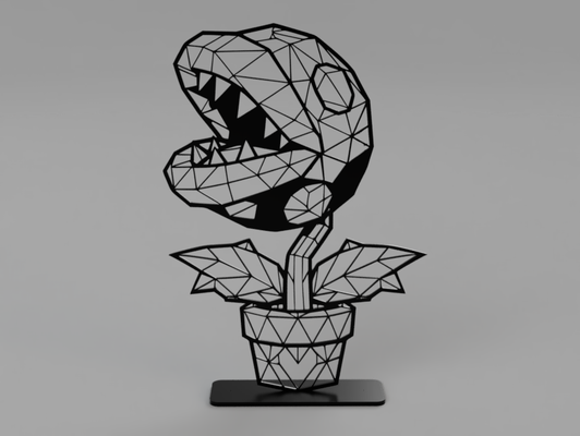 poli piranha pianta in piedi by forest87 arte 2d piranhaplant super mario supermario nintendo lowpoly arredamento regalo decorativo gioco video film geometrico giocatore nerd retrò geek 8bit 3d print model - Mito3D