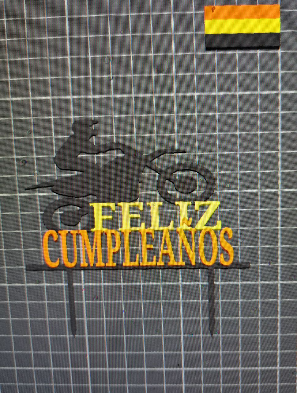 topper feliz cumpleaños motocross remixed by lito3d household decor tarta cumple cumpleaos 3D print model - Mito3D