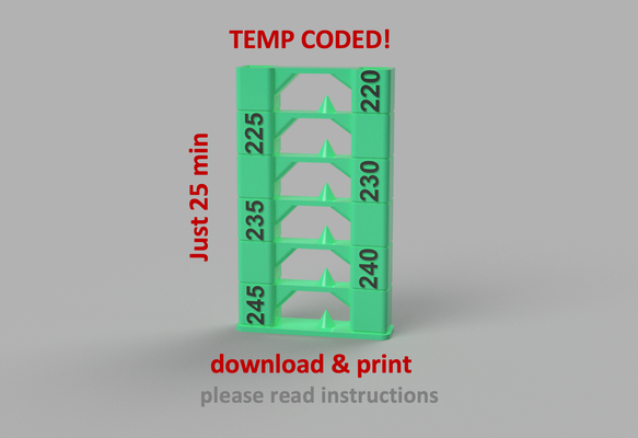 petg temp torre 25 min 220 245 c by mdesign 3d stampante test modelli temptower calibrazione stampa 3d print model - Mito3D