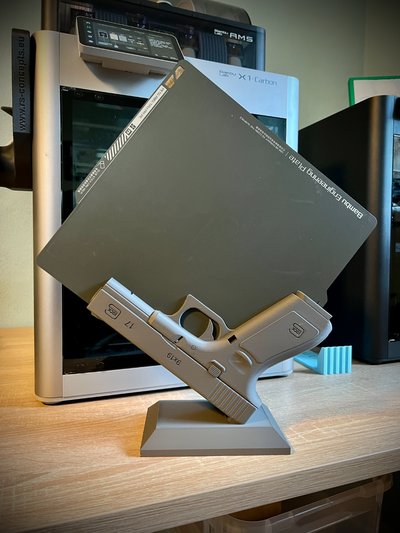 glock 17 bambu inşa etmek tabak kulp destek by limonartları 3d yazıcı aksesuarlar depolama yatak tabaklar ayakta durmak bambulab plakaları 3d print model - Mito3D