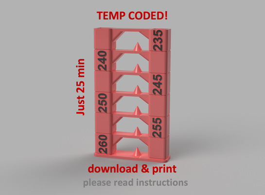 temp turm 25 mindest 235 260 by mdesign 3d drucker prüfung modelle versuchung kalibrierung drucken 3d print model - Mito3D