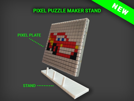 pixel puzzle assiette supporter by maut3d génératif 3d modèle fabricant bambu laboratoire créateur puzzles pixels verticale décoration bureau art pixel 3d print model - Mito3D