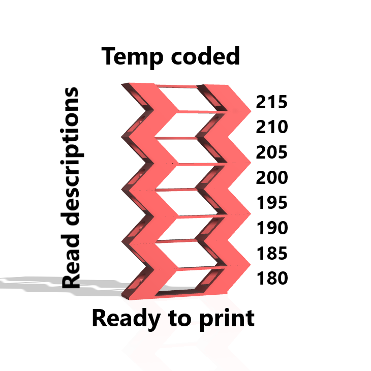 temp turm zig zag pla 180 215 by tommi 3d drucker prüfung modelle temperatur 3D print model - Mito3D