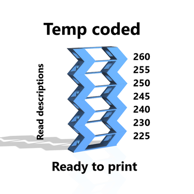 temp torre zig zag petg abs 225 260 by tommi 3d stampante test modelli temperatura calibrazione 3d print model - Mito3D