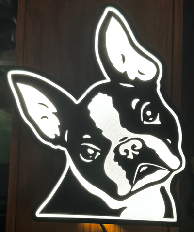 boston terrier licht box by wporter78 haushalt dekor 3d print model - Mito3D