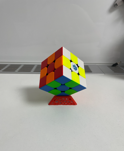 rubik cube holder voronoi pattern by mdesign toys & games stand rubicscube 3d print model - Mito3D