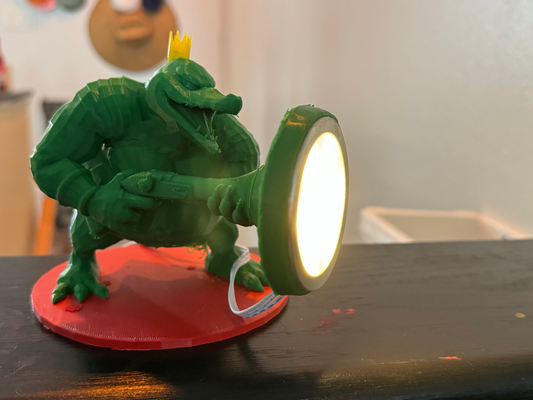 king k rool lights it up silly desk lamp by imjackharvest hobby & diy electronics krool donkey kong mario nintendo country k light desklamp 001 led001 led table 3d print model - Mito3D