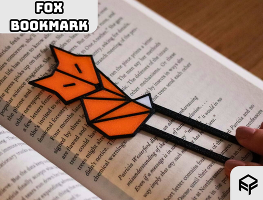 fox bookmark by ff3dmakes art 2d book books mark nature 3d print model - Mito3D