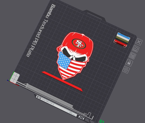 san francisco 49ers schädel logo tabelle stand by 5kyrunn3r kunst zeichen logos nfl national fußball liga super bowl kansas stadt chefs amerika usa ams bereit amerikanisch 3d print model - Mito3D