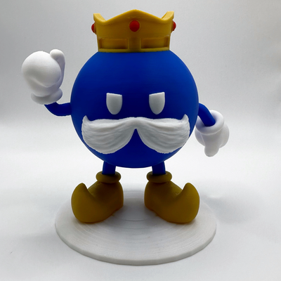 könig bob omb mehrfarbig by deltree3d kunst modelle mario brüder mariobruder bros nintendo charakter spiel spiele spielzeug spielzeuge kinder skulptur figur ams bambu bambus fan art modell 3dmodel farbe eingefärbt skalierbar 3d print model - Mito3D