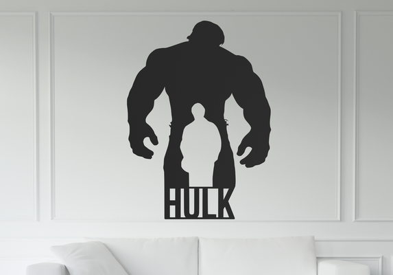 mur art ponton hulk by pantalon 2d merveille mural silhouette prusa bambu héros 2dart décor accueil maison 3d print model - Mito3D