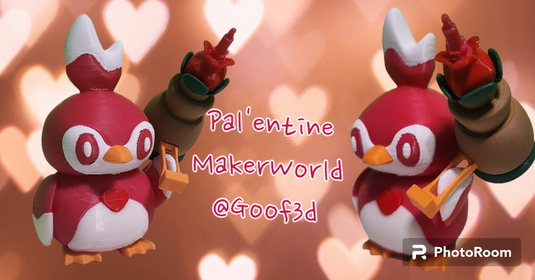 pal 39 entine calcin by goof3d miniatures animaux monde valentin mignonne impression jeu manchot rose canon multicolore 3d print model - Mito3D