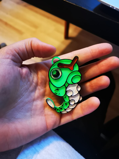 caterpie keychain&magnet by kris95 fashion jewelry keychain pokemon green magnet cute 3d print model - Mito3D