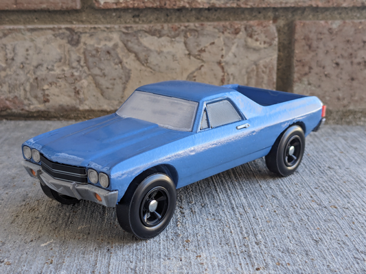 1970 chevrolet el camino pinewood derby car shell remixed by troysterr hobby & diy vehicles pinewoodderby pinewoodderbycar 3d print model - Mito3D