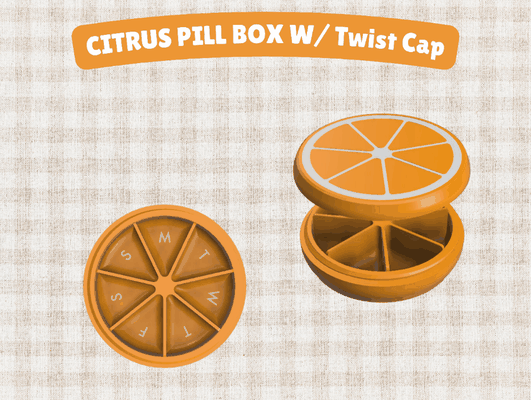 citrus pill box - orange lime lemon grapefruit by catherine doucet tools organizers pillbox pills everyday container organizer 3d print model - Mito3D