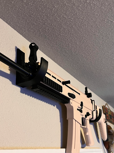 wall hooks gun rack by codyinbody3 art models mount hook single color attachment holder weapon weapons 3d print model - Mito3D