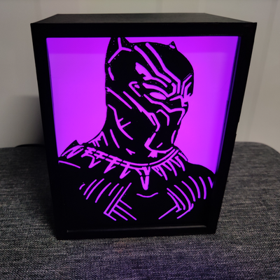 siyah panter led hafif kutu by pumpkin20303 ev halkı dekor panter wakanda sonsuza dek kral tchalla t'challa mcu hayret sanatlar sanat led ışığı ışık kutusu işık sanatı bambu 3d print model - Mito3D