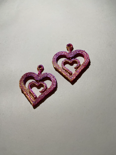 spinning heart earrings by norris creations fashion love valentines 3d print model - Mito3D