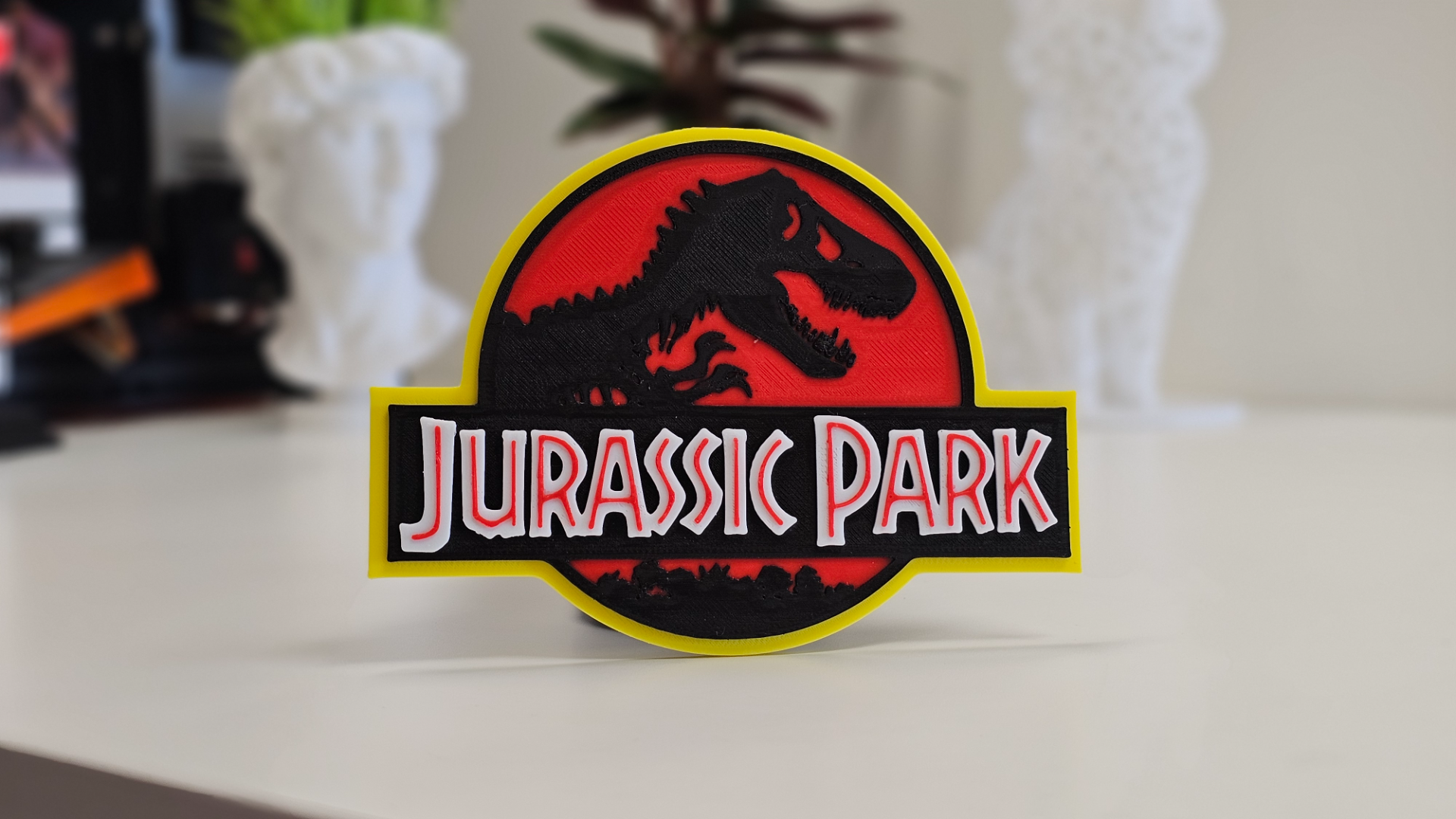 jurassique parc logo coloré by couche remixé aiteeee art panneaux logos signe ams ams4colors bambu studio film multi couleur multicolore classique 3h 3D print model - Mito3D