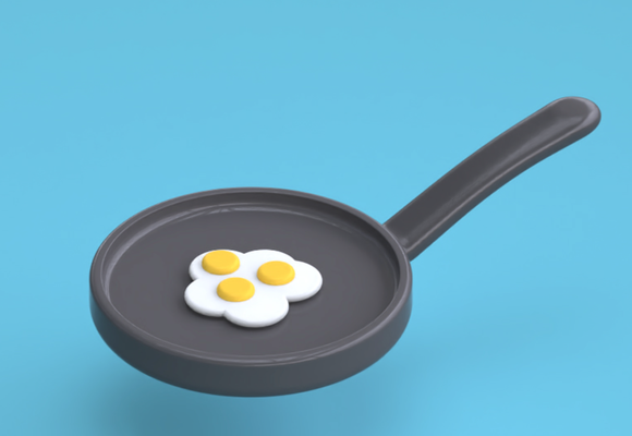 fried eggs breakfast by lucan79 art models miniature egg fry pan cooking 3d print model - Mito3D