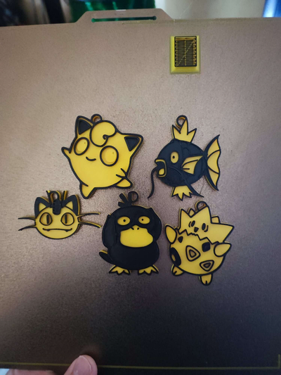 pok lun porte clés by fikuss30 art monnaie badges pokémon togepi psyduck miaulement magikarpe jigglypuff 3d print model - Mito3D