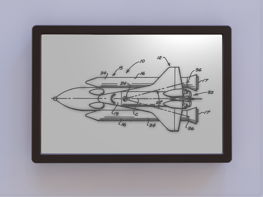 espace navette brevet art by ken moulins 2d spatiale 3D print model - Mito3D