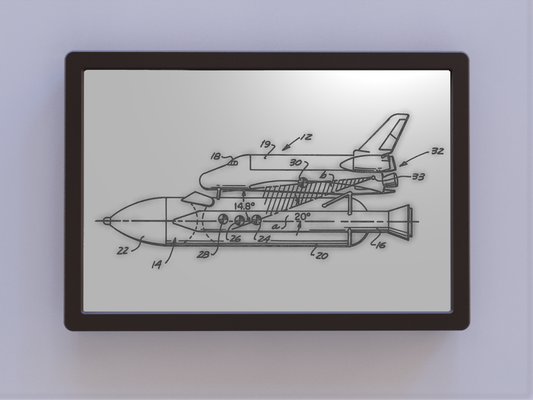 spazio navetta brevetto arte by ken mulini 2d space shuttle 3d print model - Mito3D