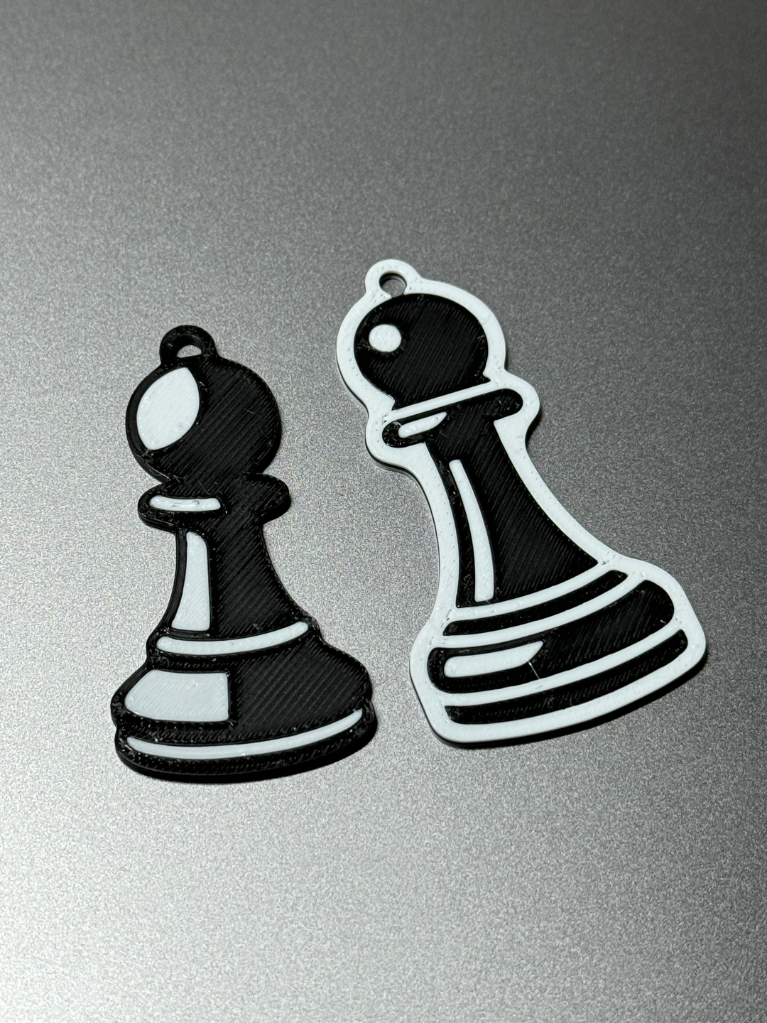 pawn chess piece keychain - double sided 2 variations by brklabs toys & games board backgammon game black white figures pieces queen vector illustration flat doublesided ams2 2color 3D print model - Mito3D