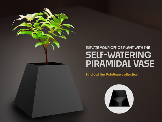 self watering pyramidenkupfer by gervas 3d haushalt dekor vase polyvase piramid pyramidenförmig primad wohnkultur lowpoly einfach montieren blumentopf reservoir polyterra büro zubehörteil pflanze vaseplant 3d print model - Mito3D