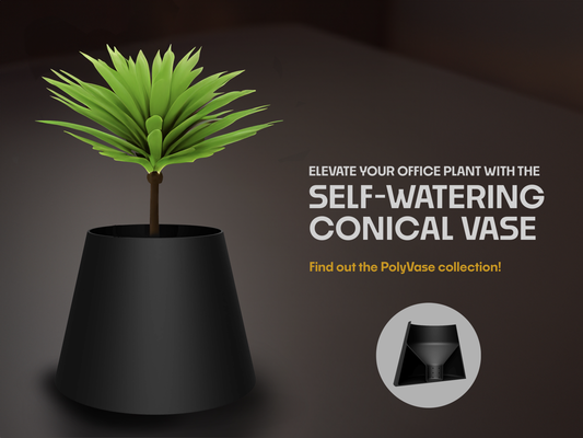 self watering konischvase by gervas 3d haushalt dekor vase pflanze vaseplant pflanzenvase kegel konisch verbinden polyvase büro einfache montage einfach versammlung montieren pla selbstbewässerung selbstbewässernder pflanzer bewässerung 3d print model - Mito3D