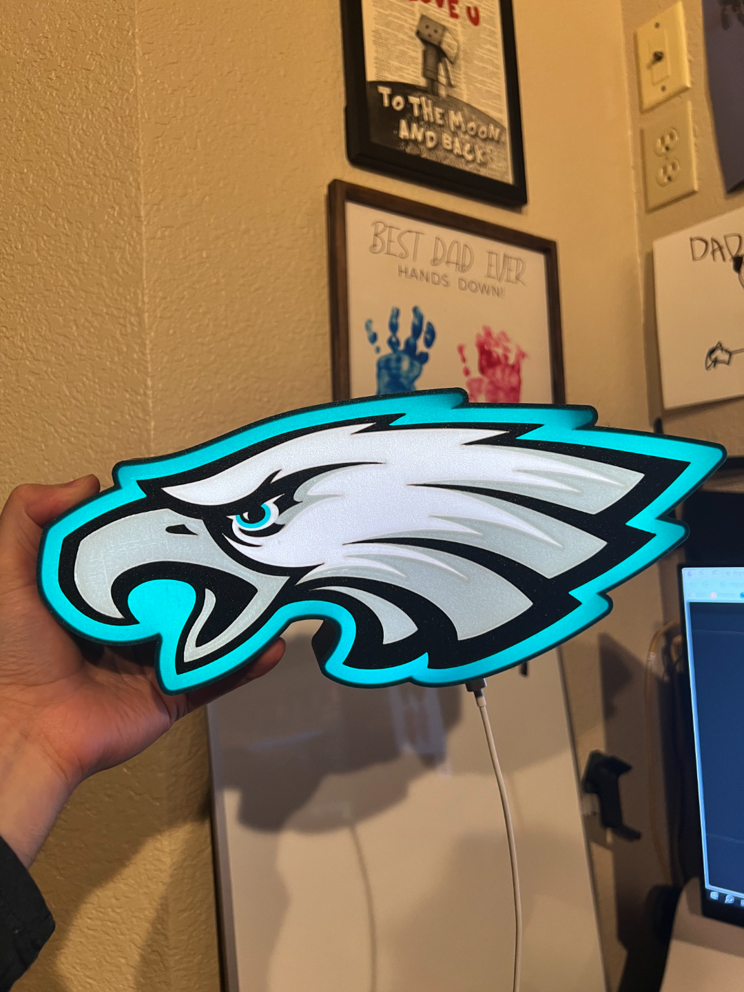 filadelfia aquile lightbox by scprintdustries arte segni loghi nfl calcio luce scatola lightart 3D print model - Mito3D