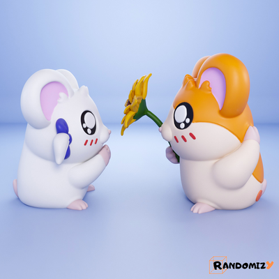 hamtaro & bijou - valentine fanart by randomizy art sculptures disney anime comic comics cartoon animation cute love hamster sunflower valentines valentine's day valentinesday gift gifts kid kids character characters sculpture figure figures collectible collectibles toy toys decor decoration design miniature miniatures 3d print model - Mito3D