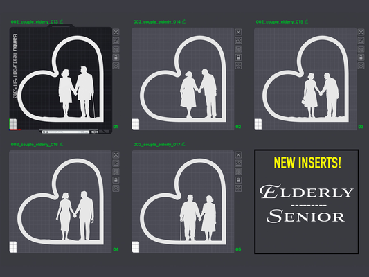 5x âgées sénior inserts shadowbox by technerd ménage décor valentines journée valentin ombre boîte l'amour lumière led couple lampe cœur parents grand parent grands parents vieux baiser panorama château neuschwanstein romantique portant mains 3d print model - Mito3D