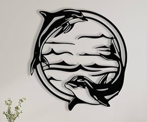 parede arte delfin by maegu 2d tatuagem decoração golfinho 3d print model - Mito3D