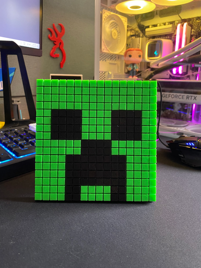 minecraft kriechpflanze pixel kunst puzzle by maut3d generativ 3d modell hersteller mob pixelpuzzlemaker interaktiv mmu farbe gaming desktop dekoration spiel mojang skelett zombie 3d print model - Mito3D