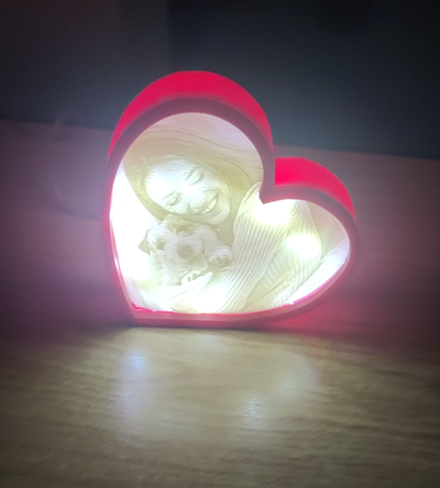 lithophane cœur by 3dlabfasano ménage décor lampe boîte lithopanelampe lithopane tester art base 3d print model - Mito3D