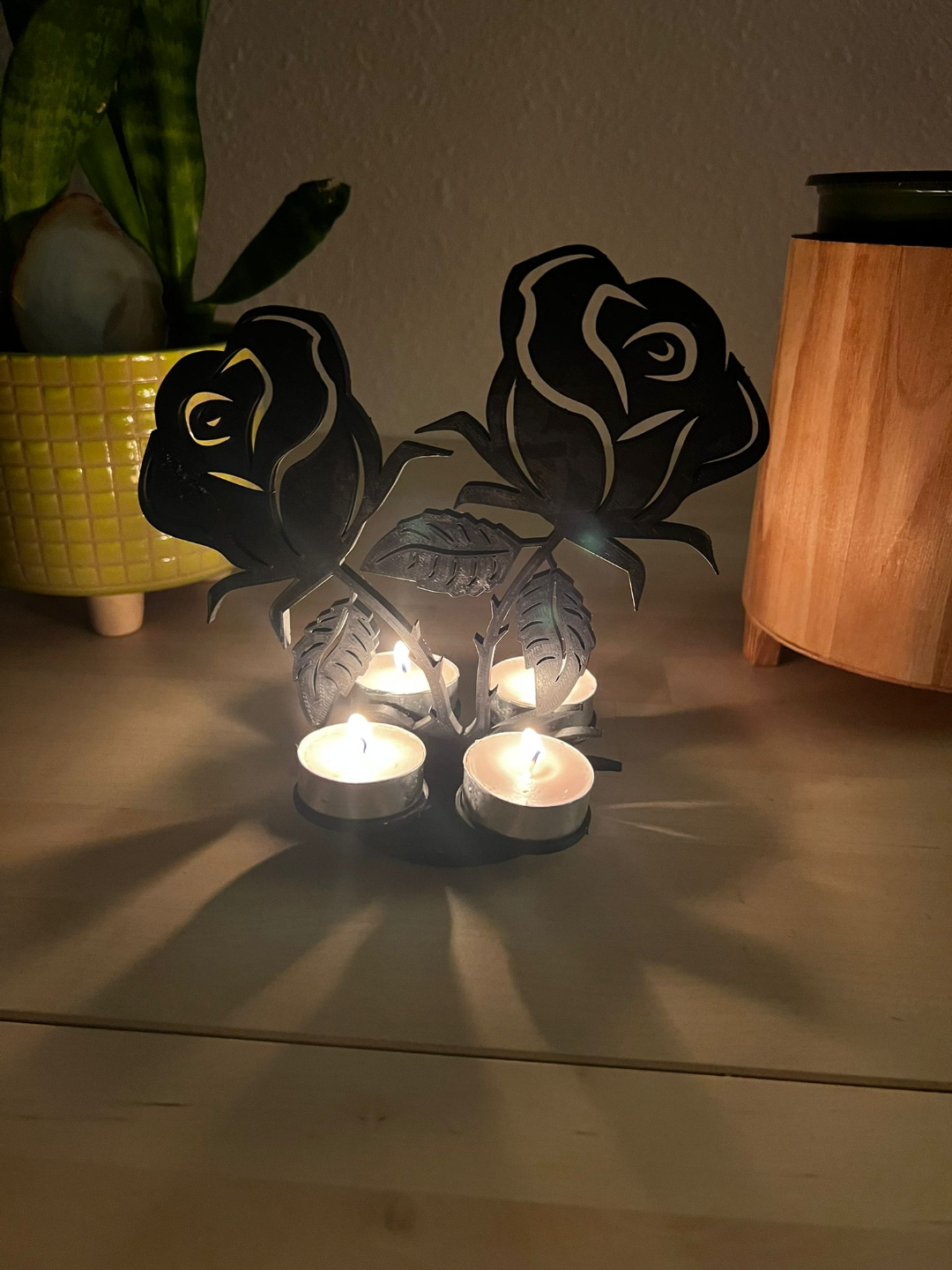 romántico rosa té ligero by chiflado creaciones casa decoración enamorado arte san valentin te vela soporte flor arte 3D print model - Mito3D