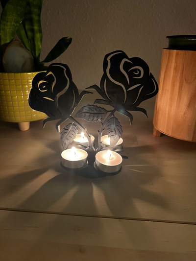 romantic rose tea light by loopy creations household decor valentine valentineart tealight candle holder flower art 3d print model - Mito3D