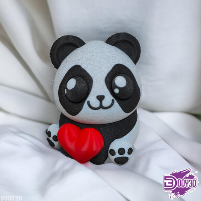 cute panda by body3d miniatures animals animal creature fun cool bambu bamboo lab bambulab mini pop love valentine day amour amor support supportless nosupport nosupports easy multi multicolor free makerworld black white monster exclu exclusive model bear 3d print model - Mito3D