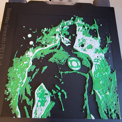 green lantern hueforge fanart 150x150mm by lollipop woodworks generative 3d model & lithophane batman superman justice league multicolor ams wall 3d print model - Mito3D