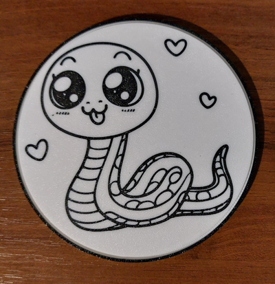 serpente sottobicchiere by creazionipersonalizzate arte 2d animale tè bevanda caffè birra amore san valentino cuore 3d print model - Mito3D