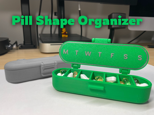 pill shape organizer customizable by chemistinlab tools medical container box pills organize capsule supplies storage shaped medication medicationcase weekly week pilbox reminder print in place print-in-place daily travel case 7 day supplements supplement utility organizing 3d print model - Mito3D