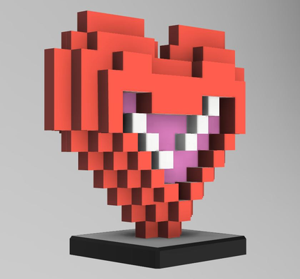 valentin 8bit cœur by ch 39 fabricants art sculptures saint valentines ams 2 couleur décor multicolore 3d print model - Mito3D