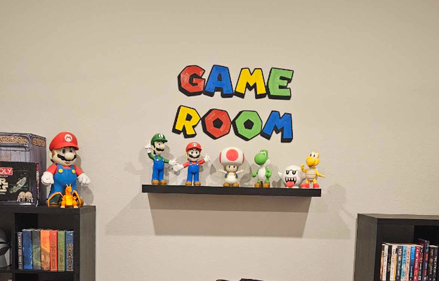 súper mario letras juego habitación firmar remezclado by tímidamente casa decoración letra abecedario sapo melocotón yoshi 3d print model - Mito3D