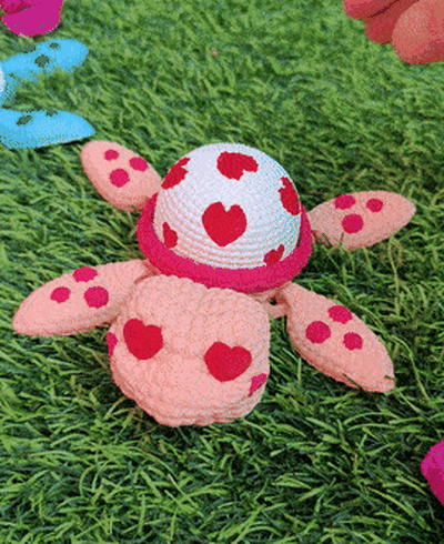 schildkröte liebe valentinstag mehrfarbig gestrickt container erforderlich unterstützt by elektrizität 3d haushalt feierlichkeiten san valentin niedlich häkeln stricken wolle süßigkeiten box schüssel tier spielzeug zahl 3d print model - Mito3D