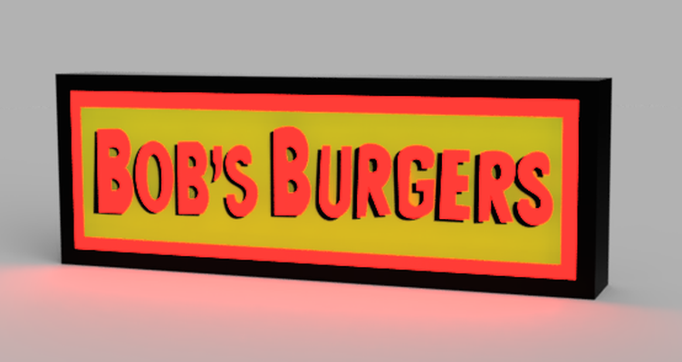 bob 39 s hamburger cartello lightbox by stregone domestico arredamento casa lampada 3d print model - Mito3D