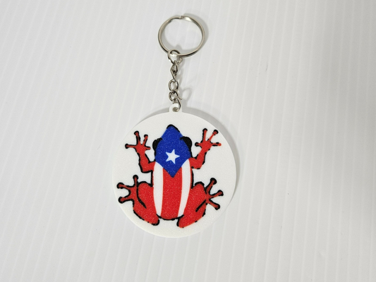 coqui puerto rican frog flag by maximumdreamers tools gadgets keychain rico pr 4 color flat 3d print model - Mito3D