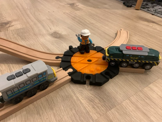 train turnable wooden trains rails variable by cony40sw toys & games ikea playtive lidl kids lillabo rail duplo 3d print model - Mito3D