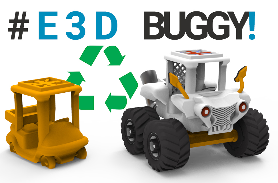 e3dbuggy to mostro conversione remixato by 3dp mamsih 3d stampante test modelli prusa e3d mk3s grande flessibile 4x4 concorso sospensione buggy voron 3D print model - Mito3D