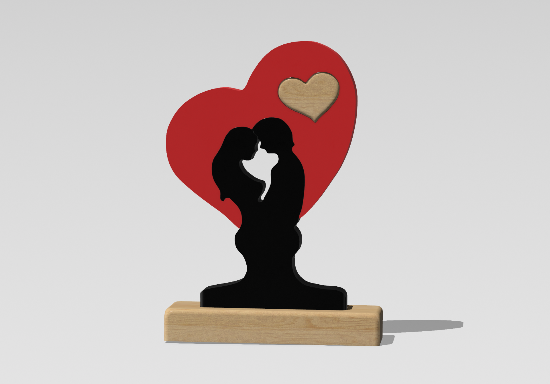 hugging valentine couple puzzle statue by printthatboii art models gift valentinegift simple multicolor heart decoration decorations 3D print model - Mito3D